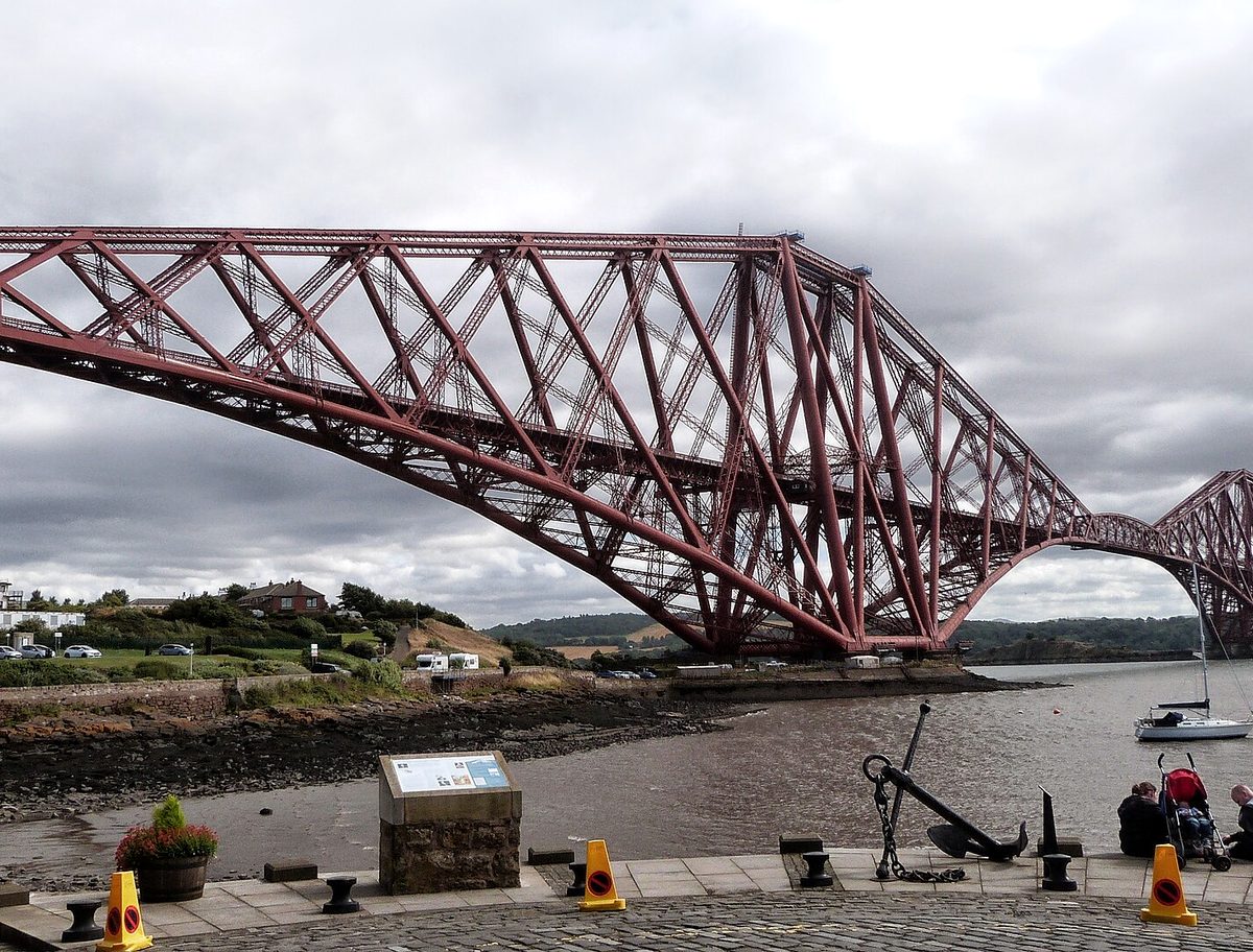 The Forth Bridge seen from the shore at South Queensferry